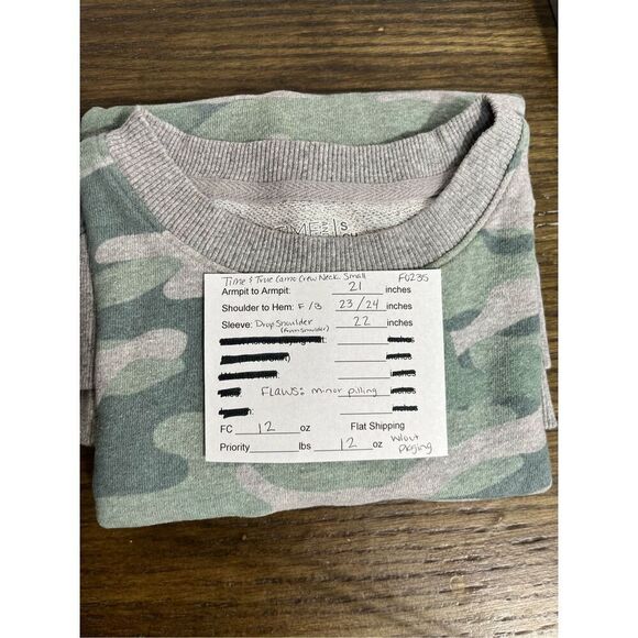 Time and Tru Camo Crew Neck Sweatshirt Size Small Women’s Green and Grey - Picture 10 of 10